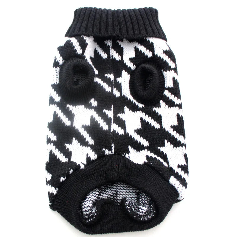 Dog Cat Sweater Hoody Pet coat Jumper Clothes Houndstooth Design Winter Warm Clothing Apparel