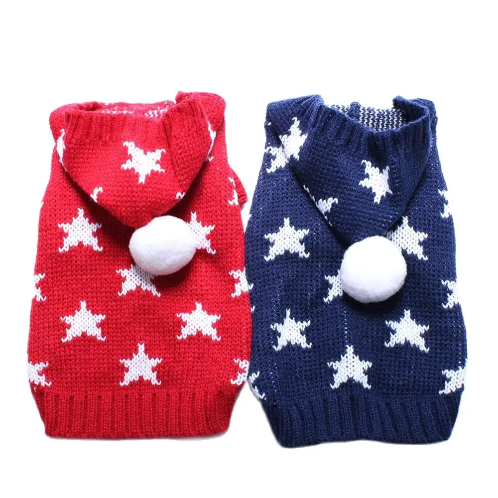 Dog Cat Sweater Hoodie Jumper Stars Design Pet Puppy Coat Jacket Warm Clothes 6 Sizes 2 Colours