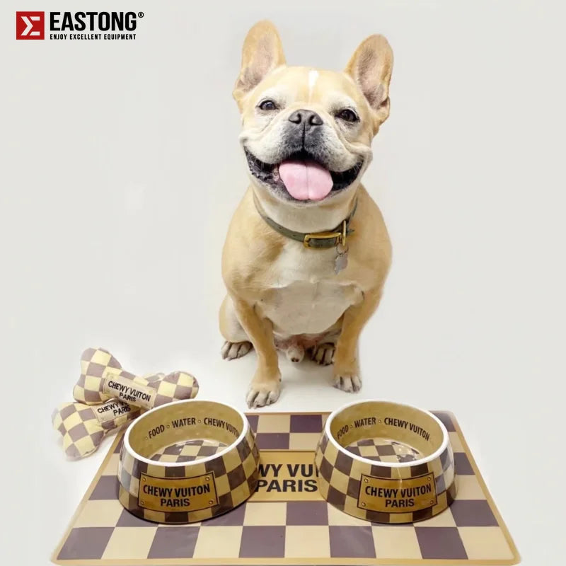 Luxury Brand Designer Dog Bowl Bowls With Placemat Puppy Cat Feeder Non-slip Crash French Bulldog Bowl For Small Dogs