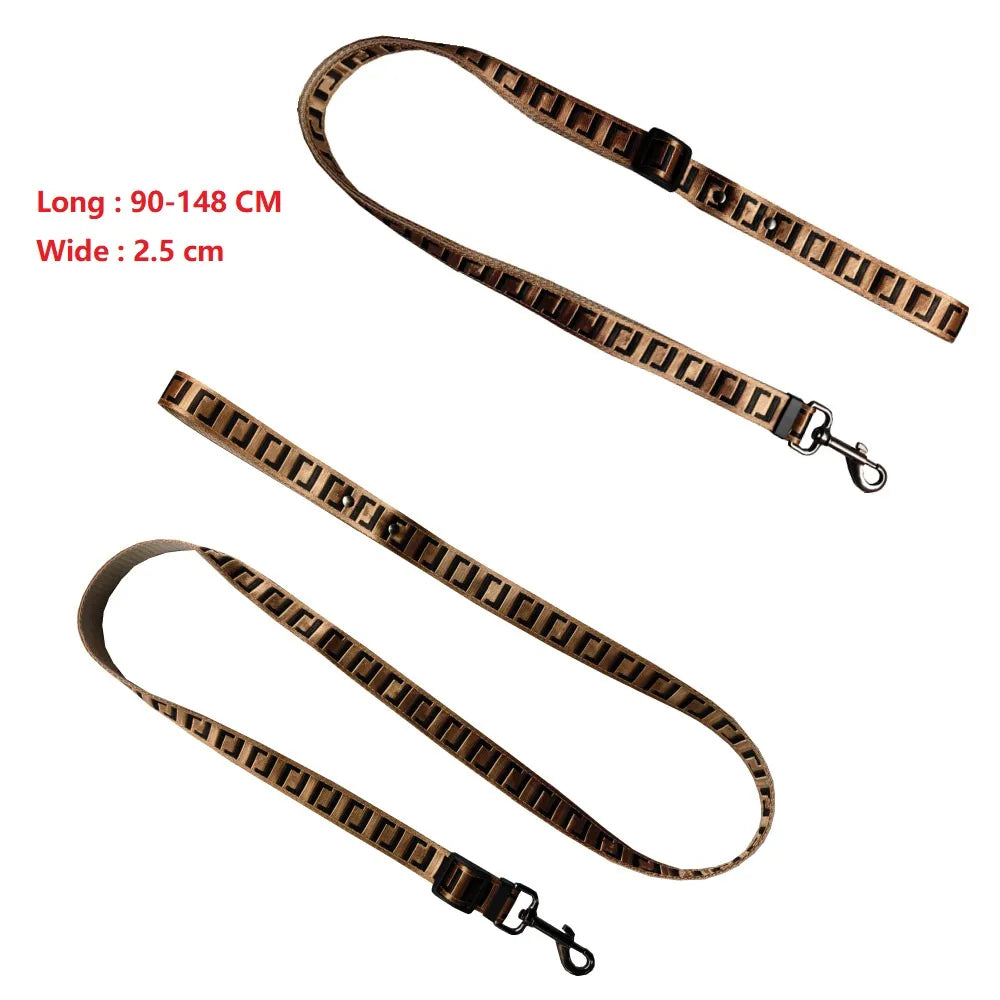 Luxury Fashion Nylon Leisure Double Letter Tide Brand Pet Leash Chest Strap Dog Leash Retractable Chain Pets Accessories