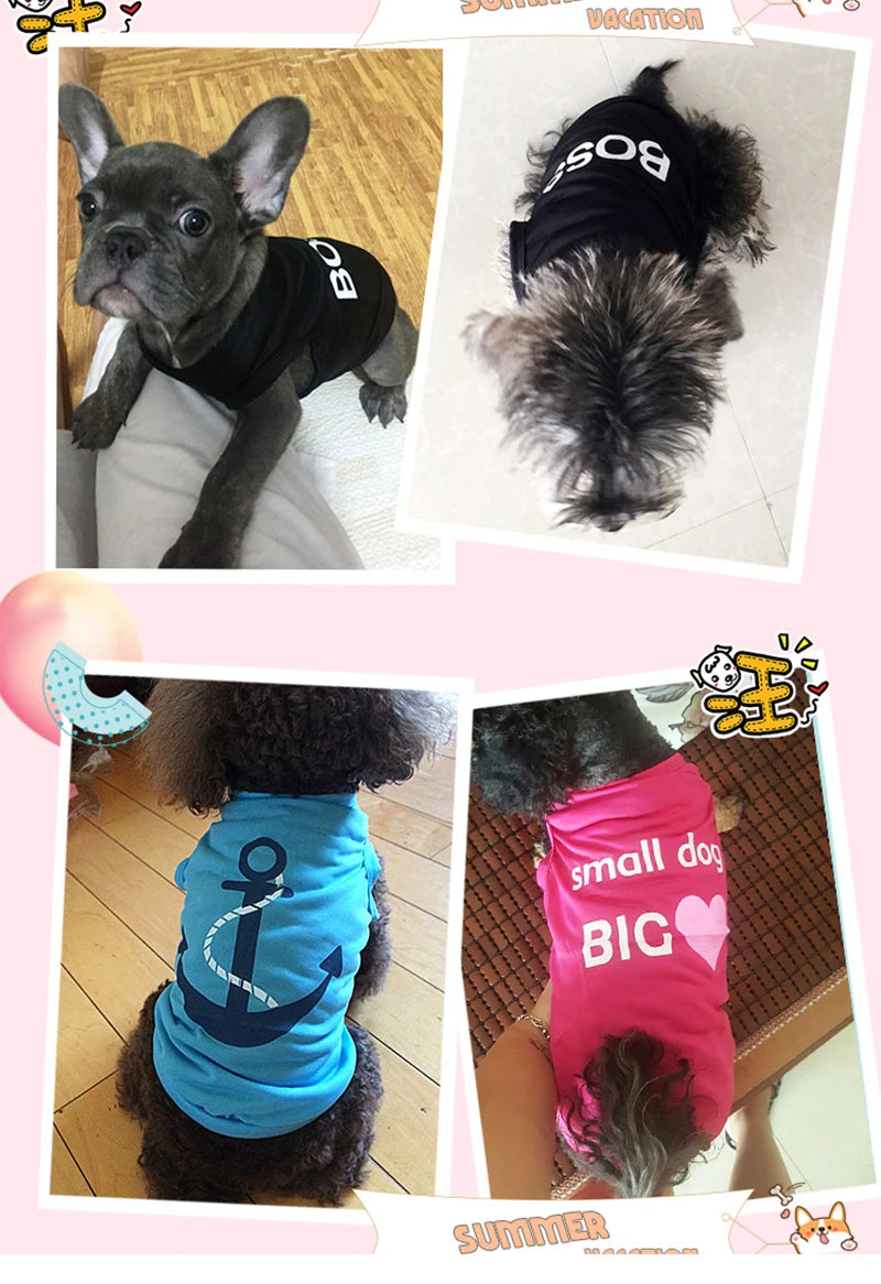 Dog Shirts Chihuahua Pomeranian Summer Dog Clothes Cat Clothing Brand Print T-shirts For Small Dogs Costumes